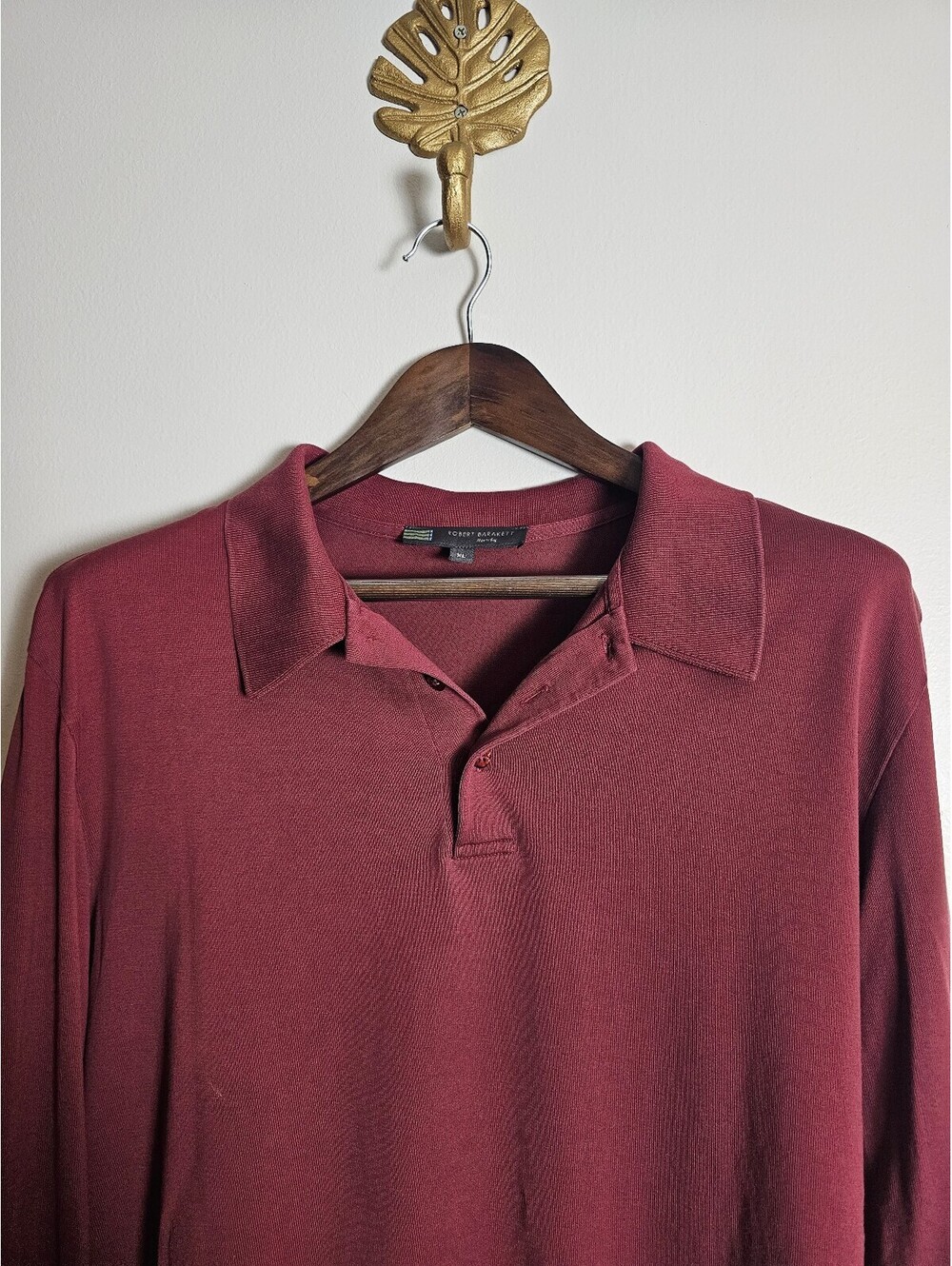 Robert Barakett Shirt Burgandy Mens XL Long-Sleeve Polo